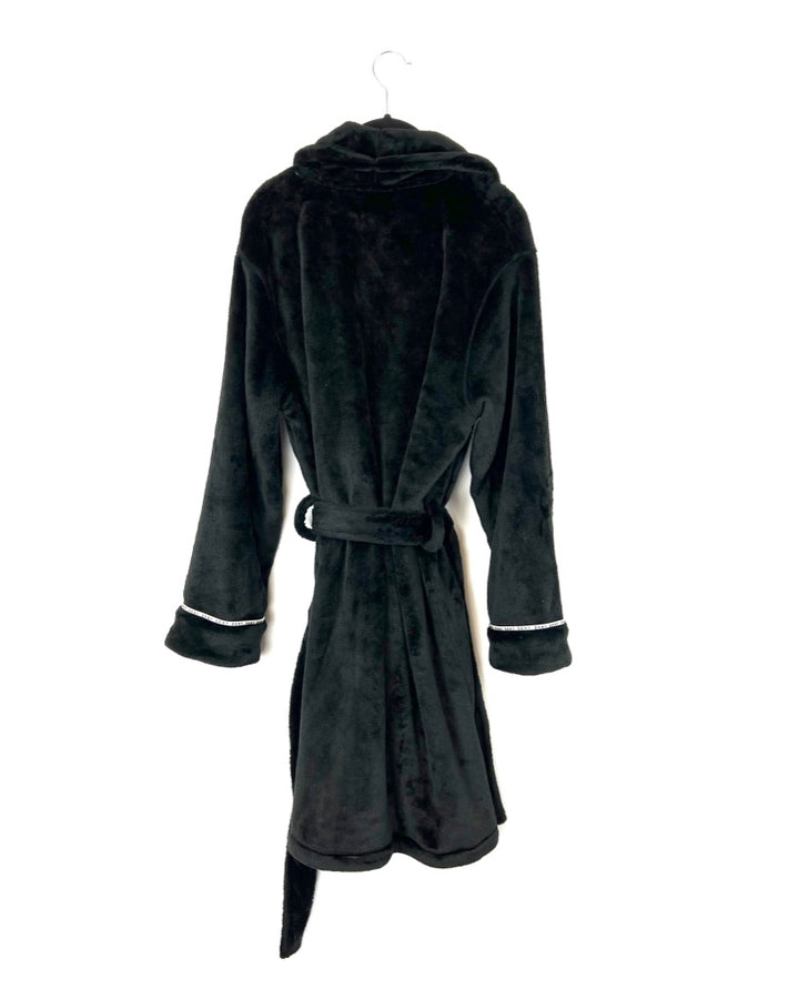 Black Fleece Robe With Heart Logo - Small/Medium