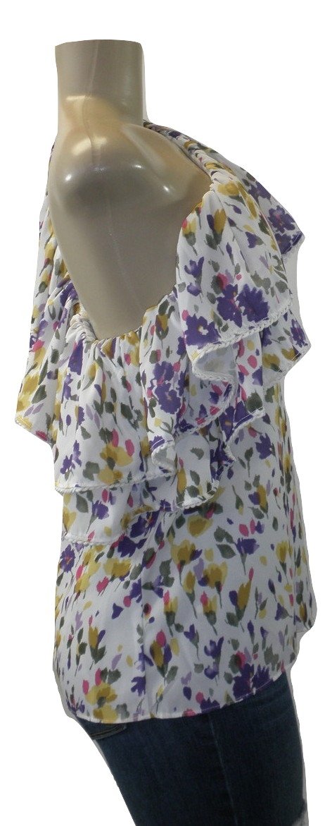Saks Fifth Avenue One Shoulder Floral Ruffled Top - Size XS, S, M, L - New with tags - The Fashion Foundation