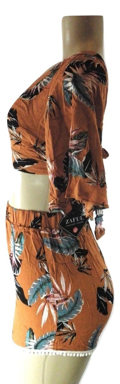 Zaful Burnt Orange Floral Matching Set - Size Small - Donated From Designer - The Fashion Foundation