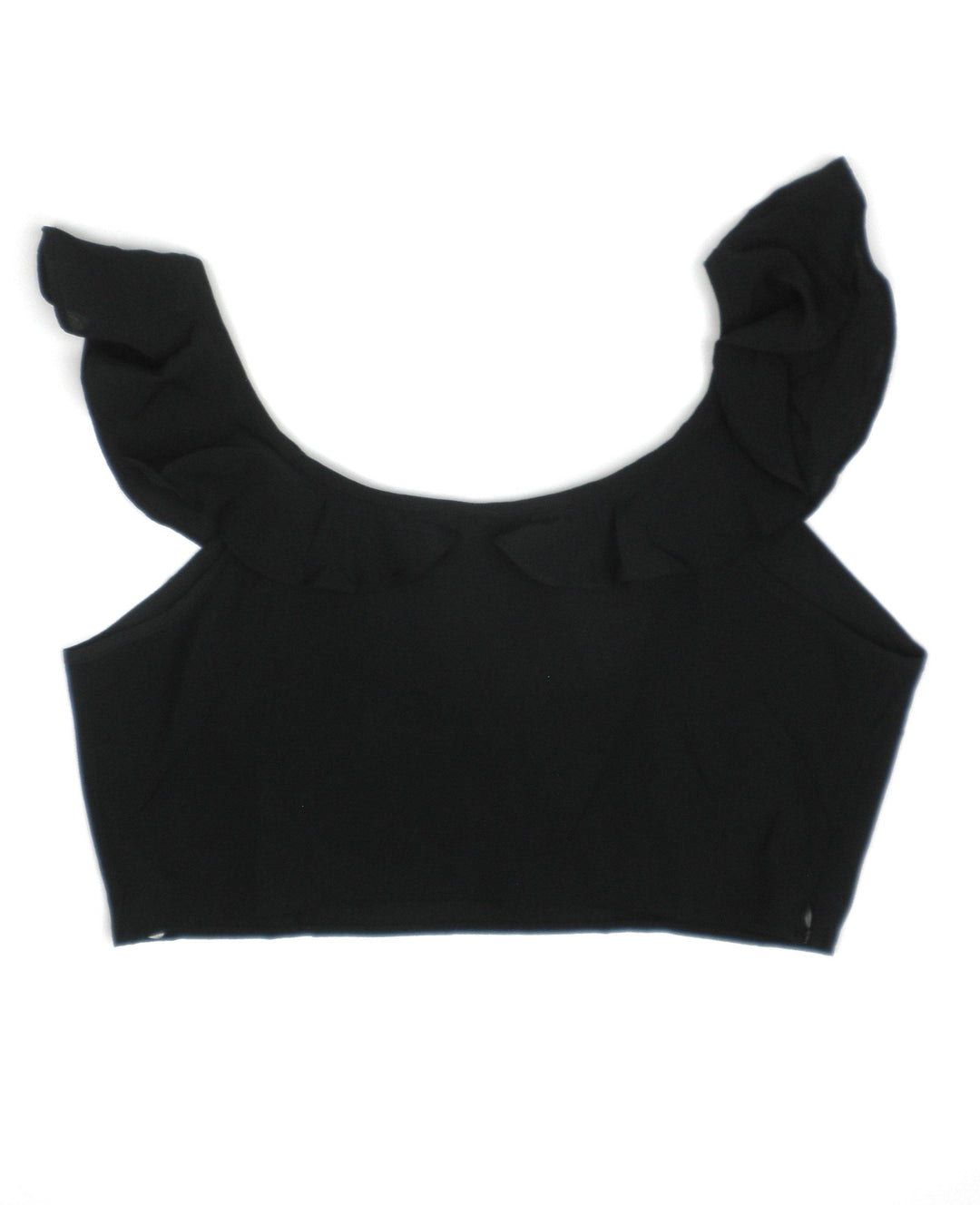 Zaful Black Ruffle Crop Top - Size Large - The Fashion Foundation - {{ discount designer}}