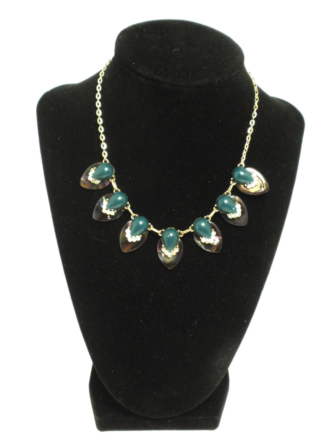 Gold Necklace with Pear Shaped Designs - The Fashion Foundation - {{ discount designer}}