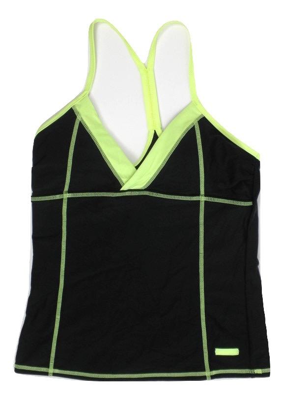 Avia Black and Neon Yellow Bathing Suit Top - Medium - The Fashion Foundation