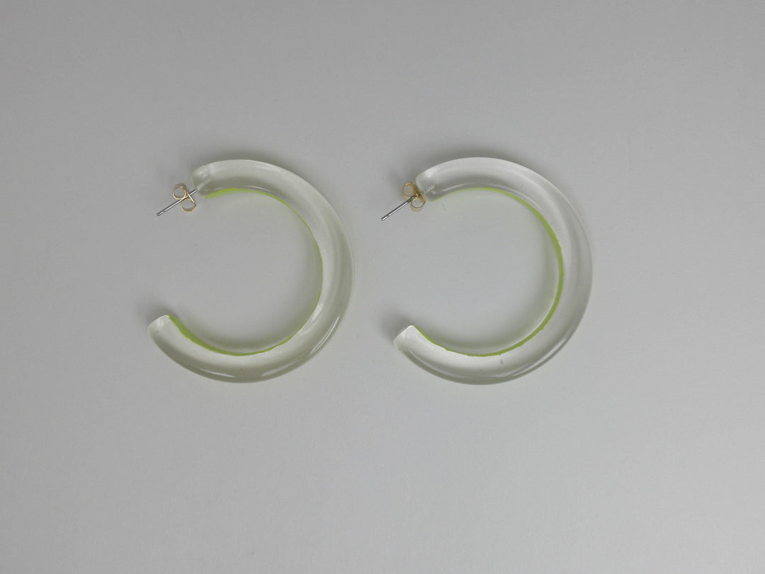 Yellow and Translucent Hoop Earrings - The Fashion Foundation - {{ discount designer}}
