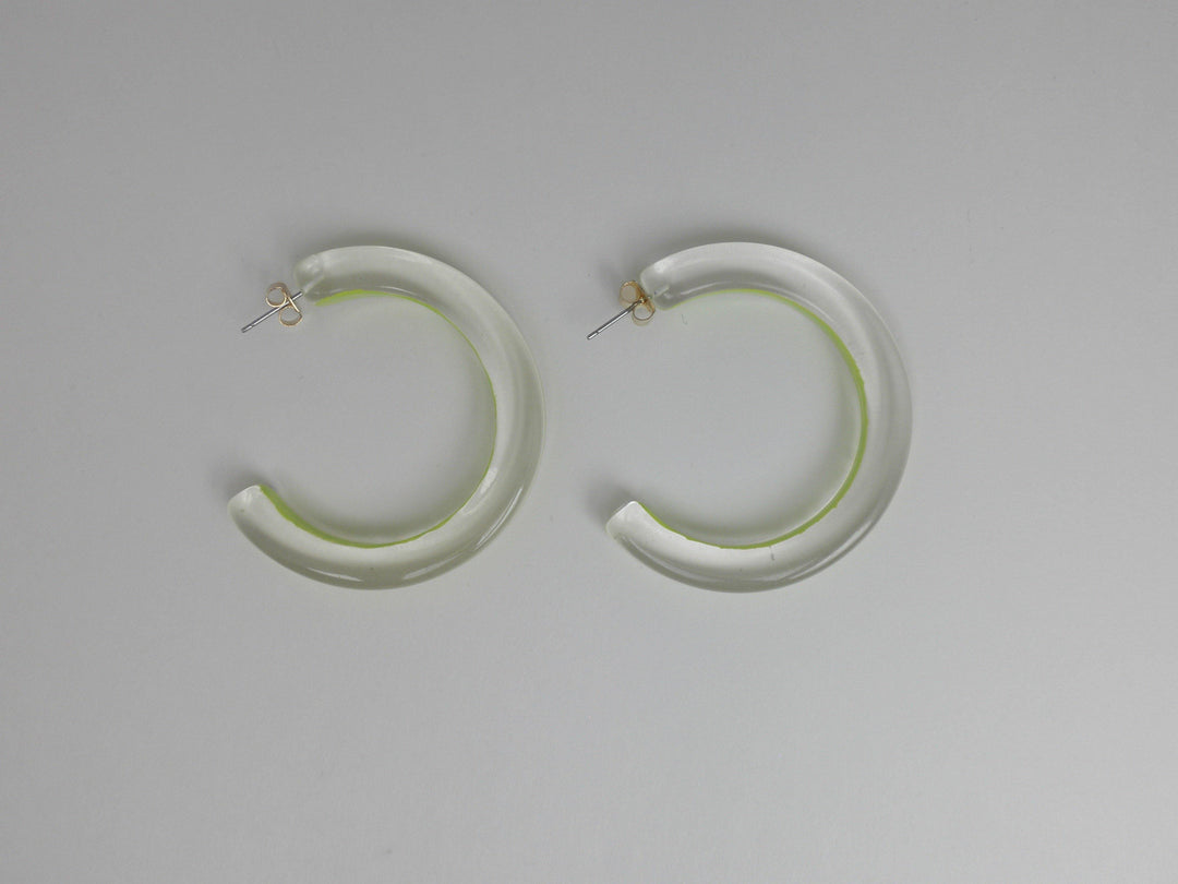 Yellow and Translucent Hoop Earrings - The Fashion Foundation - {{ discount designer}}