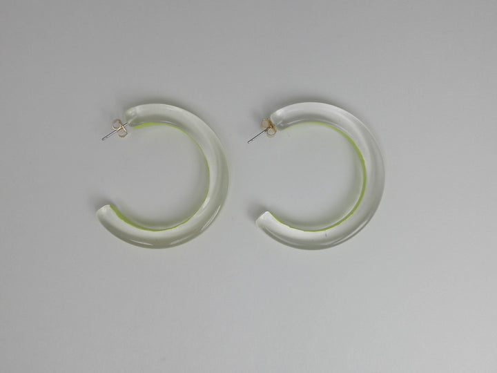 Yellow and Translucent Hoop Earrings - The Fashion Foundation - {{ discount designer}}