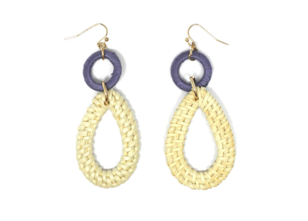 Purple and Cream Basket Textured Dangly Earrings - The Fashion Foundation - {{ discount designer}}
