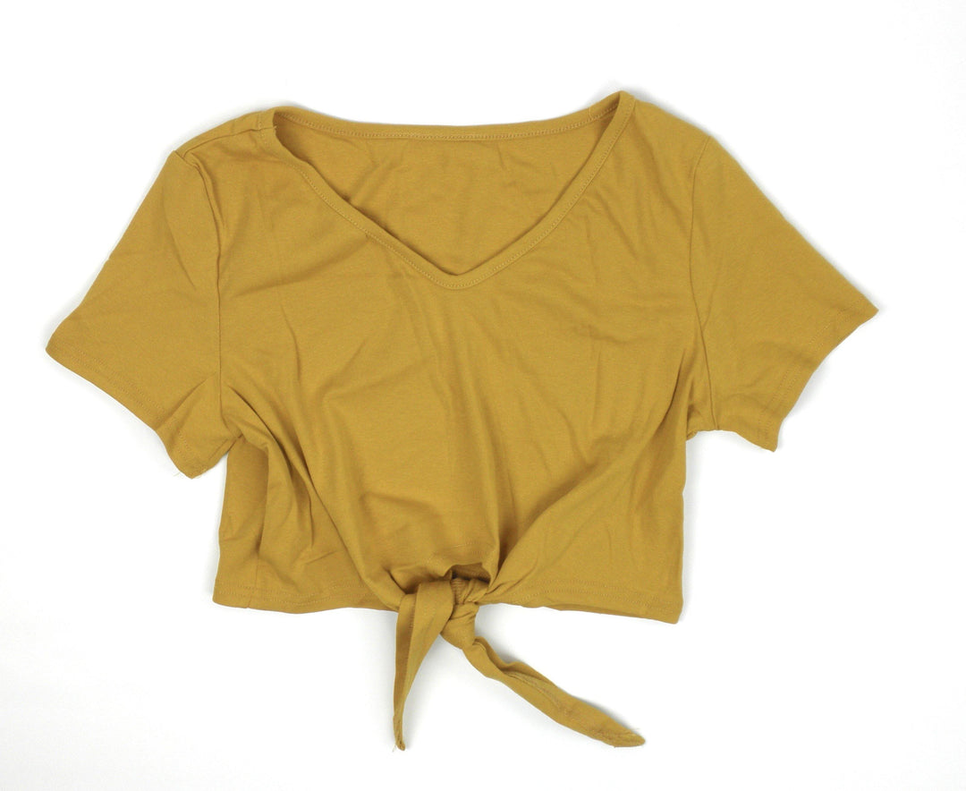 Zaful Yellow Tie Front Tee - Medium - The Fashion Foundation - {{ discount designer}}