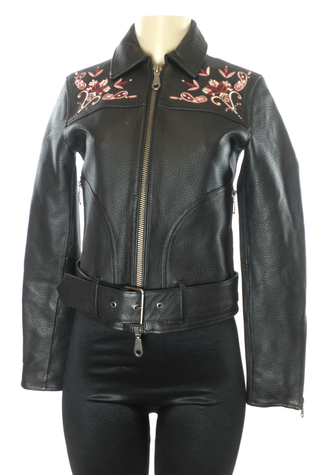 Rebecca Minkoff Floral Embroidered Leather Jacket - Size XXS, XS - The Fashion Foundation
