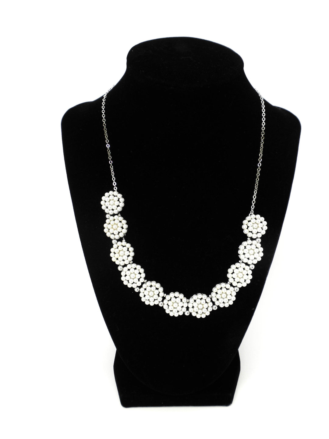 Silver Necklace with Pearl Clustered Design - The Fashion Foundation - {{ discount designer}}