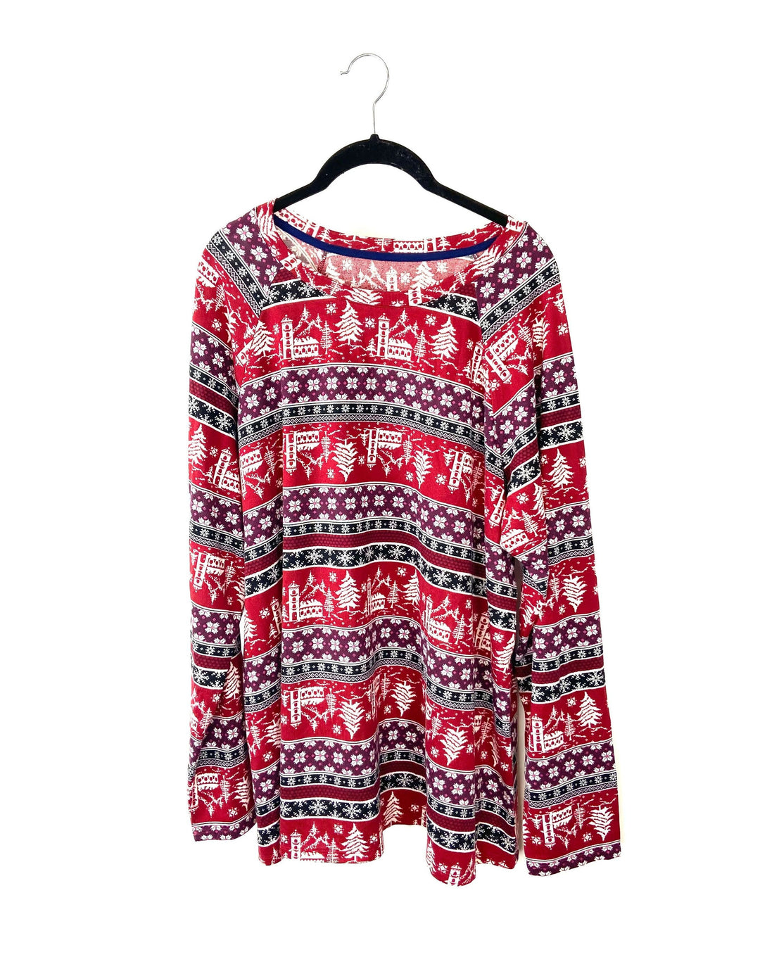 Red Winter Pajama Top - 1X