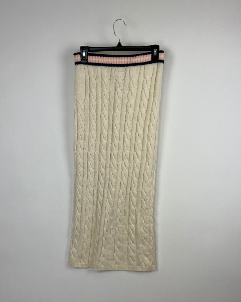 White Cable Knit Skirt - Small