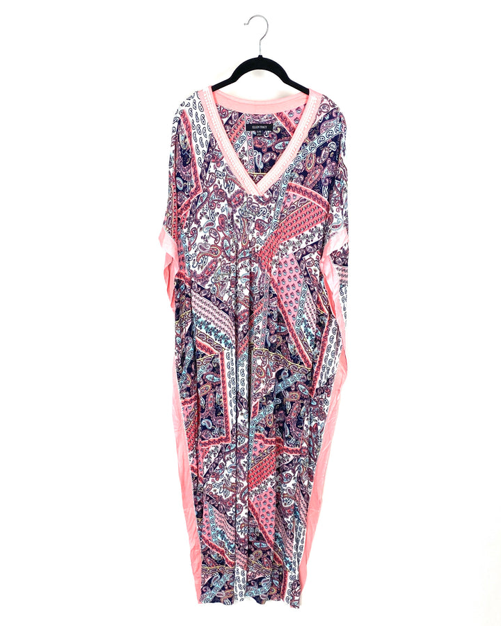 Abstract Print V-Neckline Caftan - Small/Medium