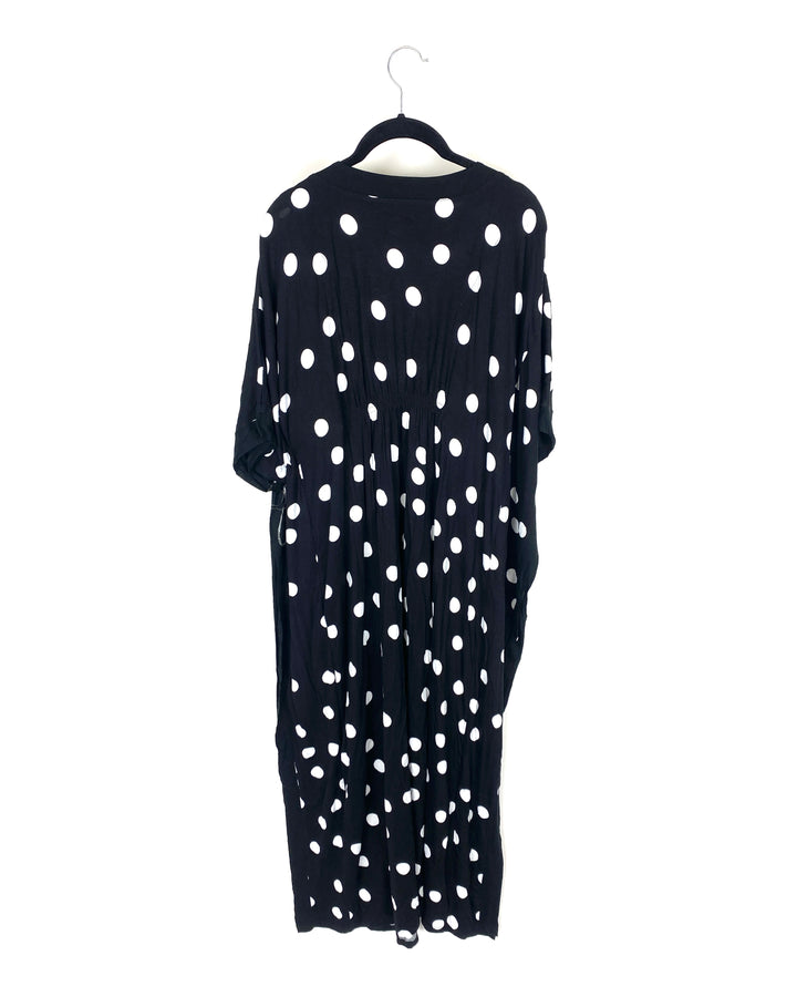 Black With White Polka Dot Printed Caftan - Small/Medium