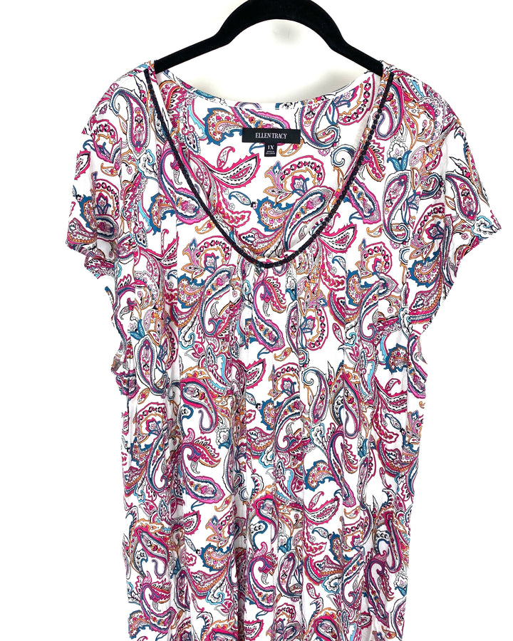 Multicolor Abstract Print Lounge Dress - 1X