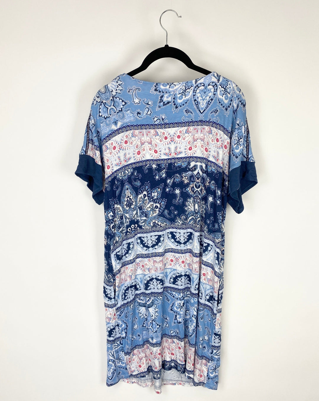 Blue Abstract Print Lounge Dress - Small