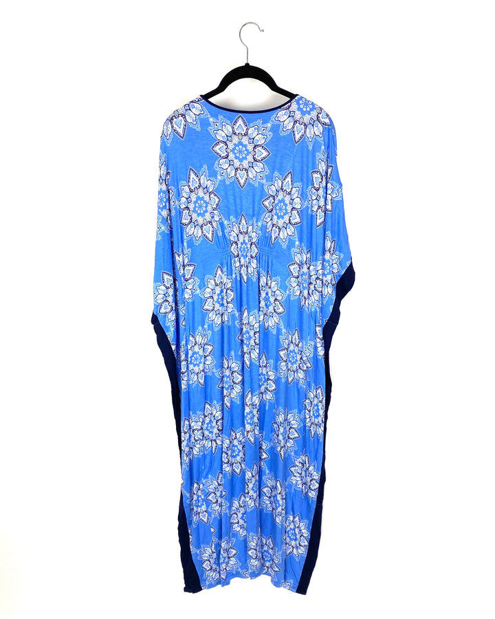 Blue Floral Print Caftan - Small/Medium