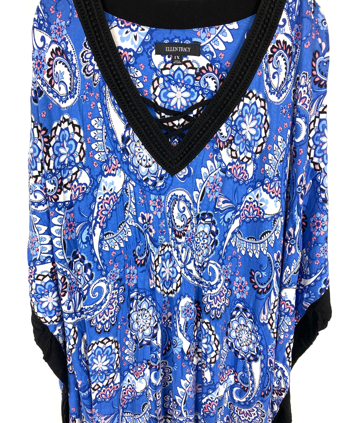 V-Neckline Blue Caftan - Small/Medium