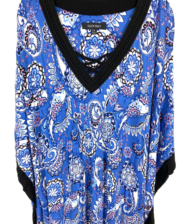 V-Neckline Blue Caftan - Small/Medium