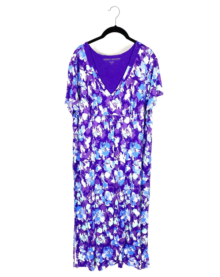 Purple Floral Watercolor Dress - 1X