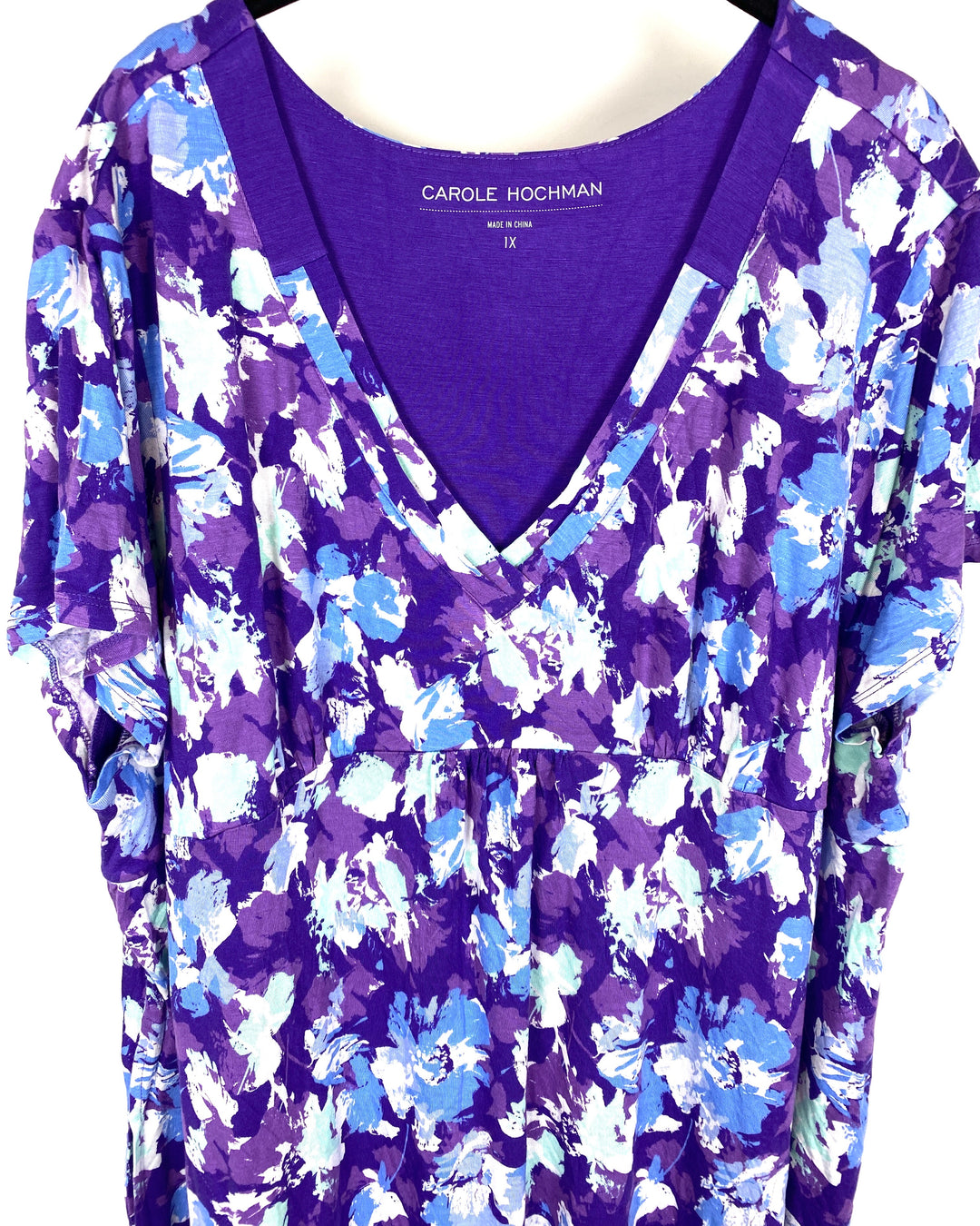 Purple Floral Watercolor Dress - 1X