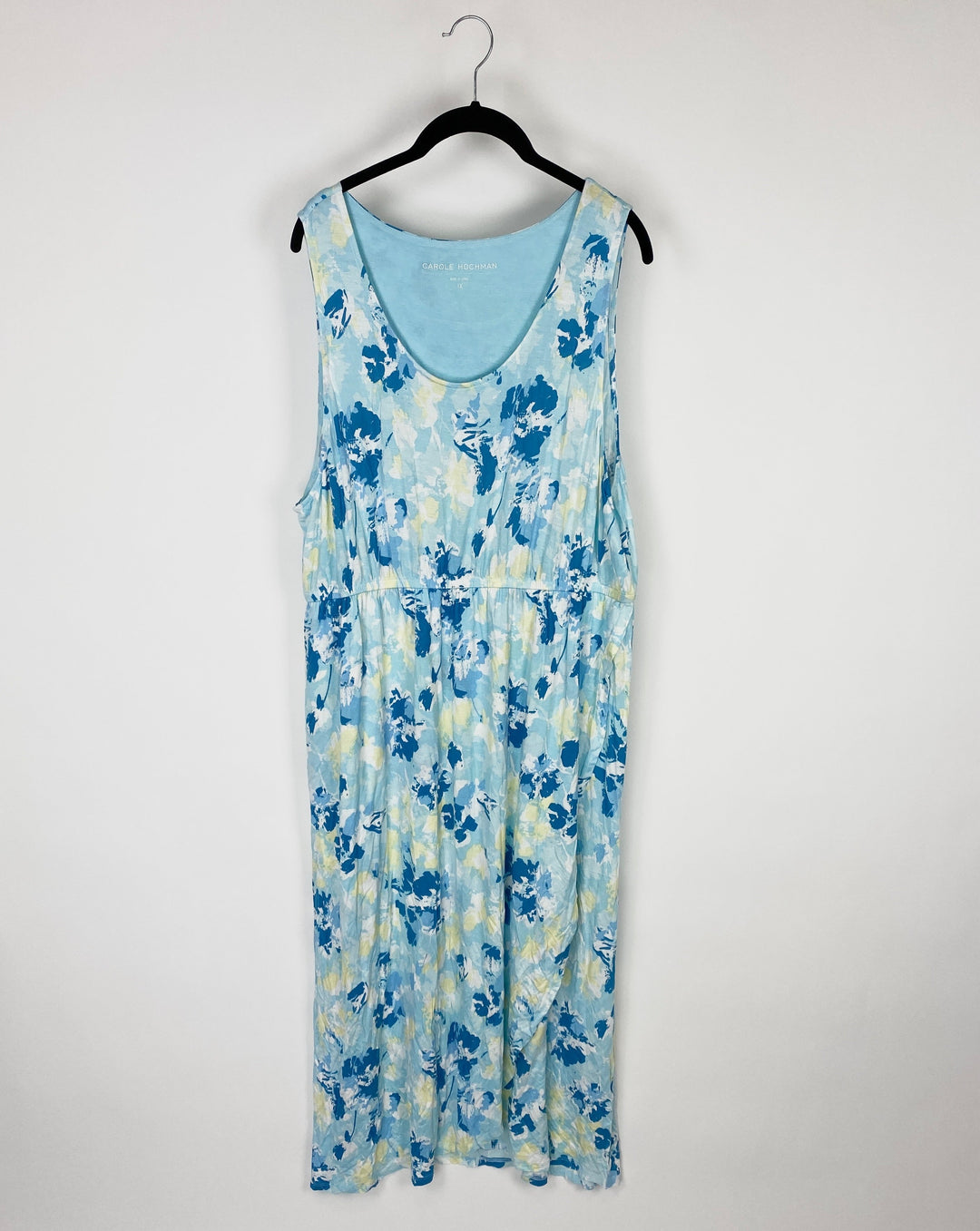 Blue Sleeveless Floral Maxi Dress - Size 1X