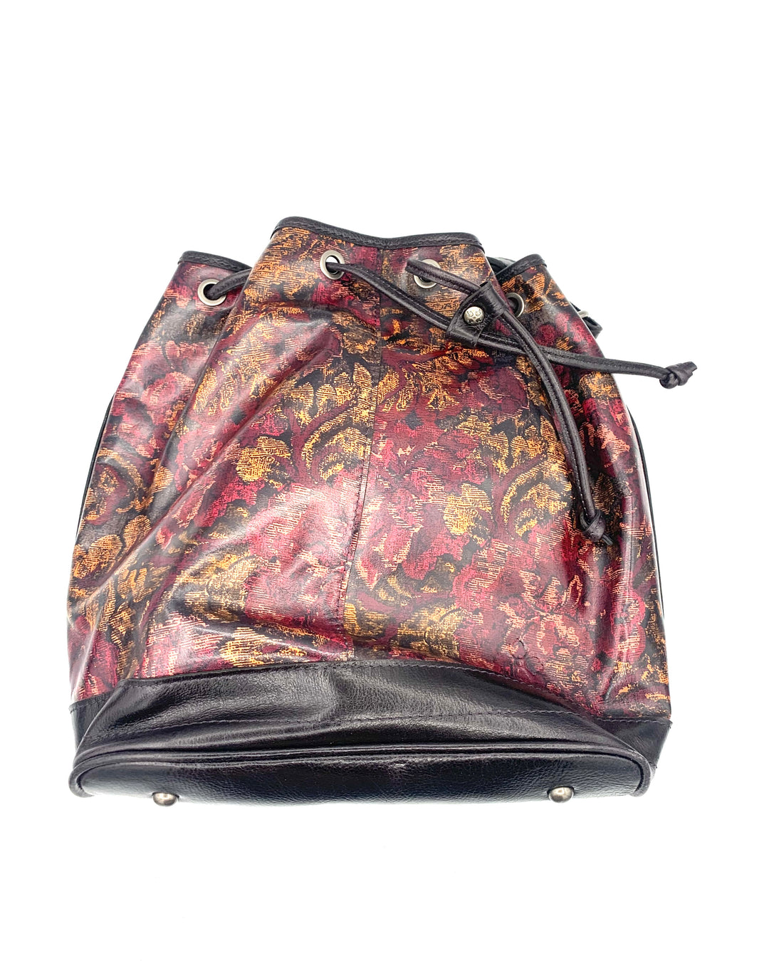 Floral Leather Bucket Bag