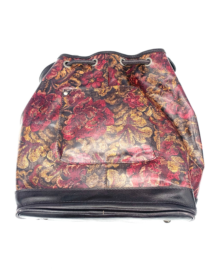 Floral Leather Bucket Bag