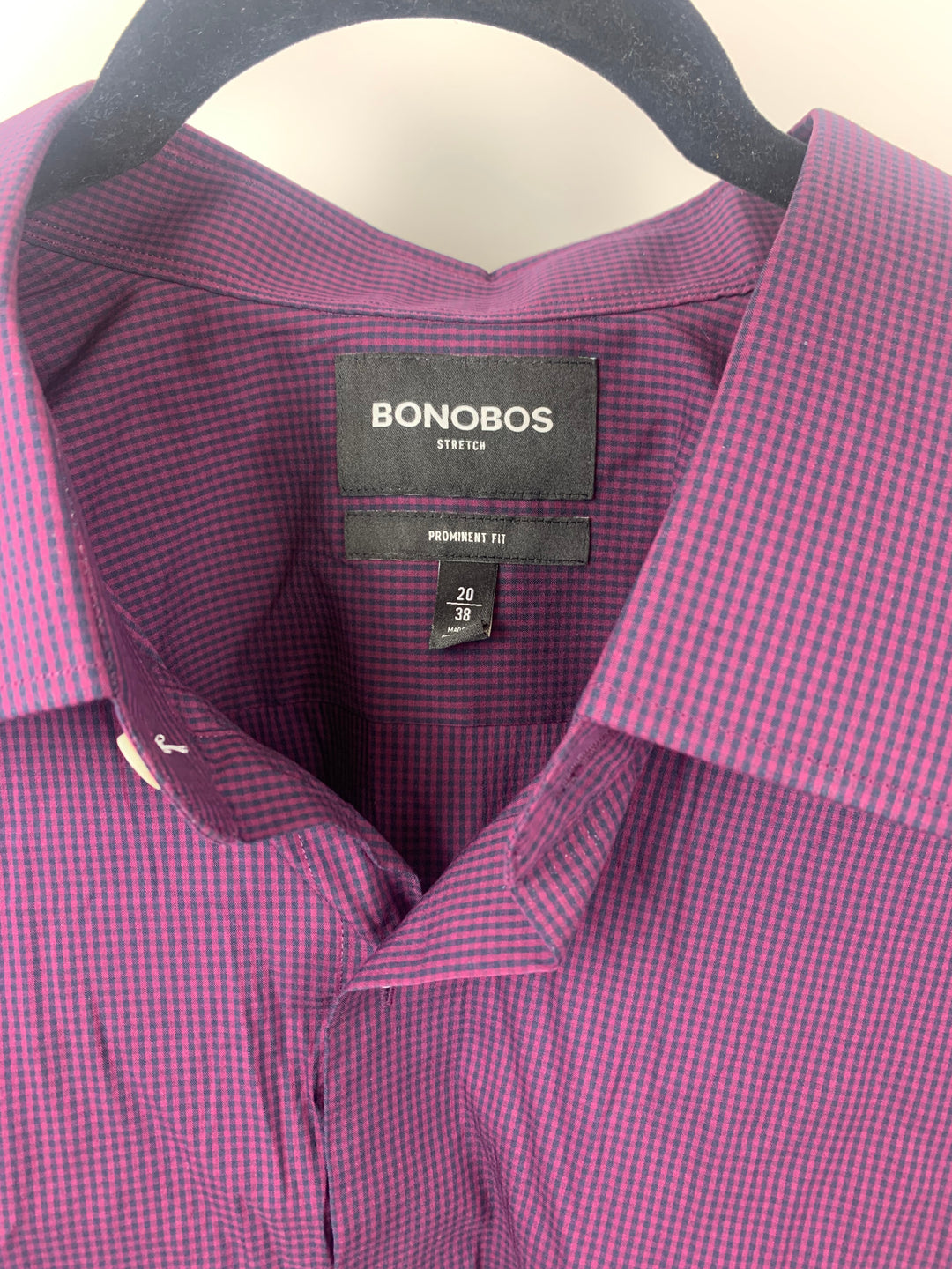 MENS Long Sleeve Purple And Navy Shirt - Size 20/38