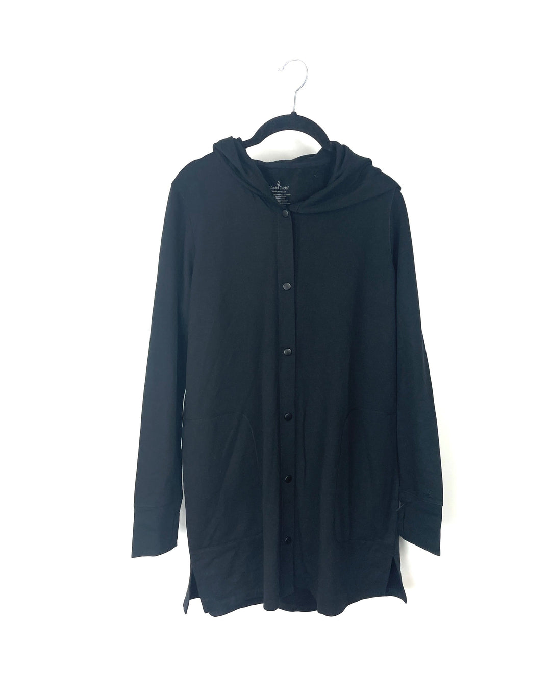 Black Buttoned Hooded Cardigan - Extra Small