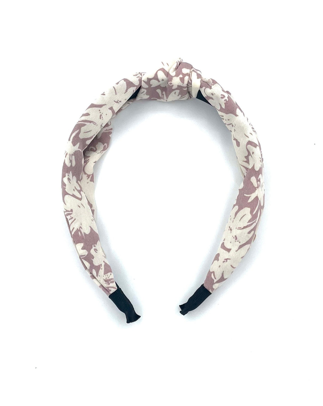 Mauve And White Floral Knotted Headband