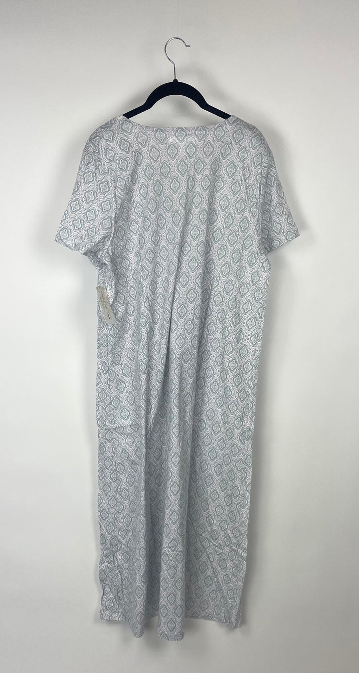 Long Pink And Grey Nightgown - Medium