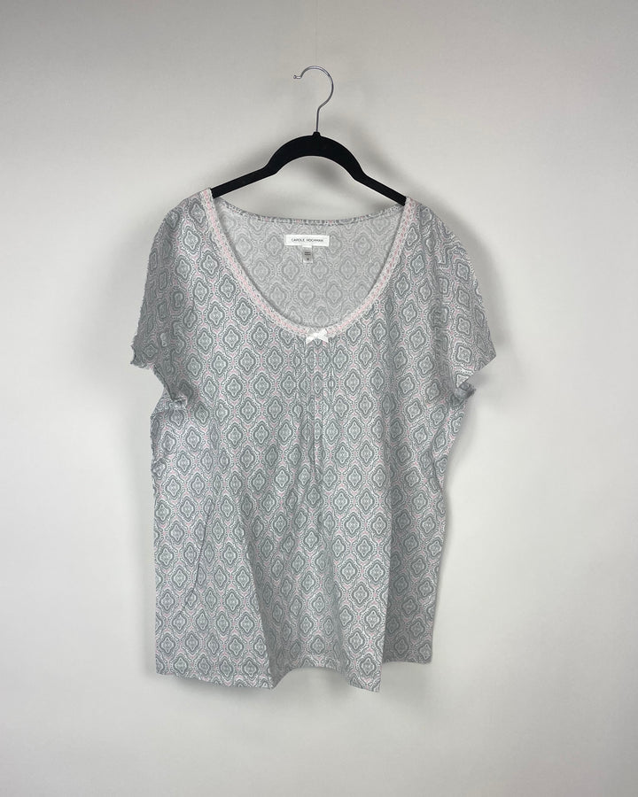Pink and Grey 2 Piece Pajama Set - Medium