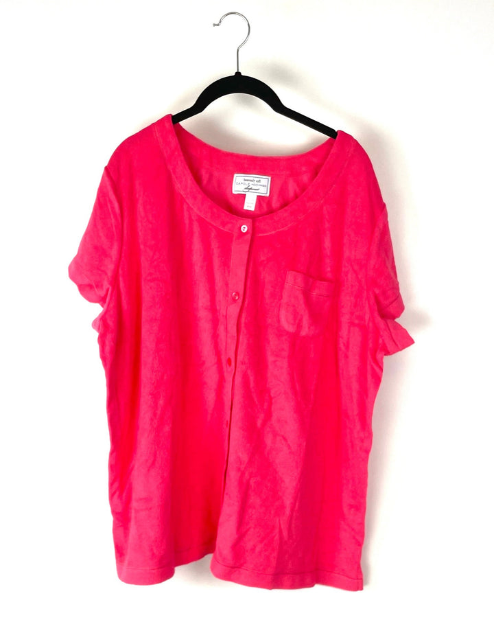 Pink Terrycloth Sleepwear Top - Petite 1X