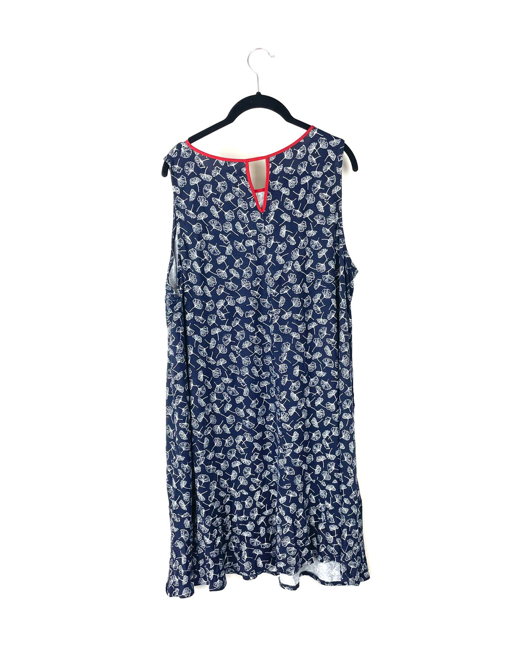 Blue Floral Red Trim Lounge Dress - 1X