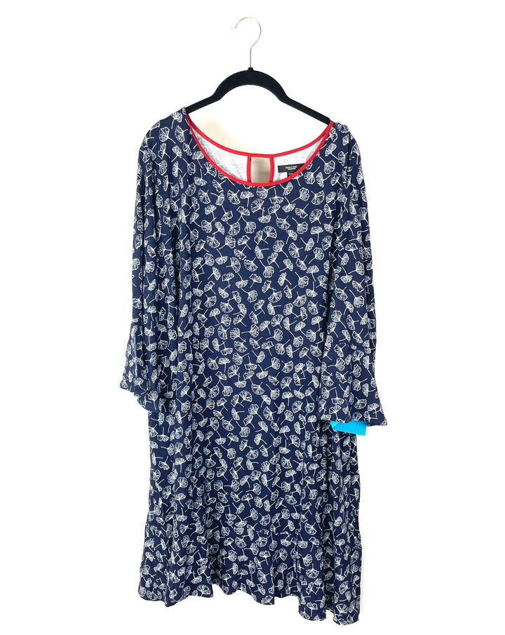 Blue Floral Ruffle Sleeve Lounge Dress - 1X