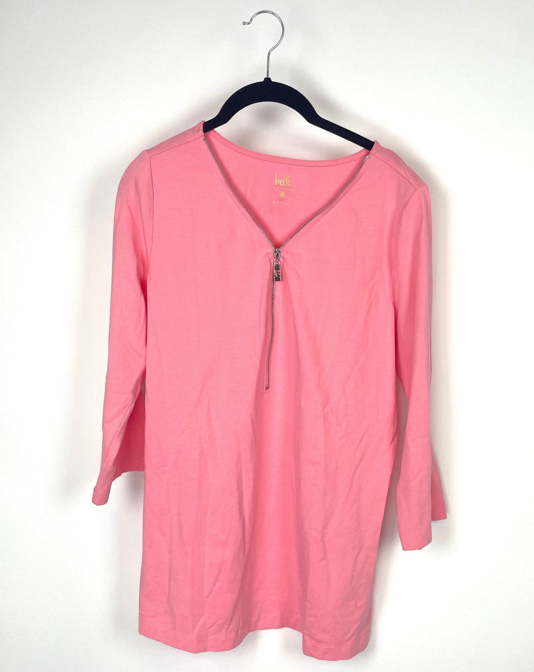 Pink Zippered Long Sleeve Top - Small/Medium