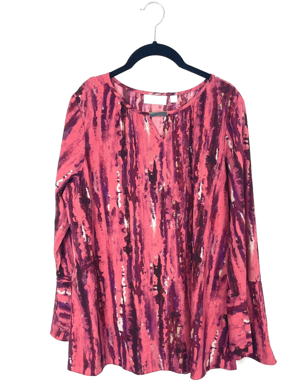 Purple and Pink Abstract Print Long Sleeve Blouse - Medium/Large