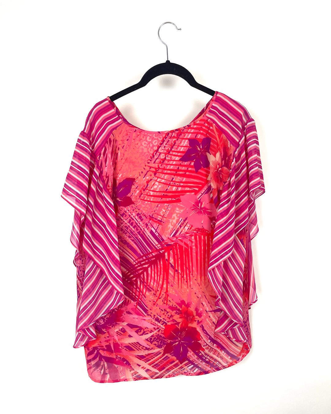 Short Sleeve Tropical Pink Top - Medium/Large, Large/Extra-Large