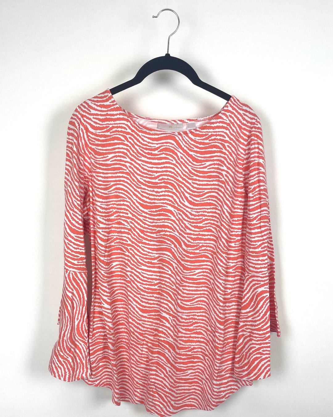 Orange Flared Long Sleeve Abstract Top - Small/Medium