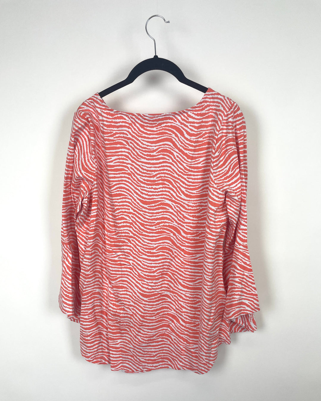 Orange Flared Long Sleeve Abstract Top - Small/Medium