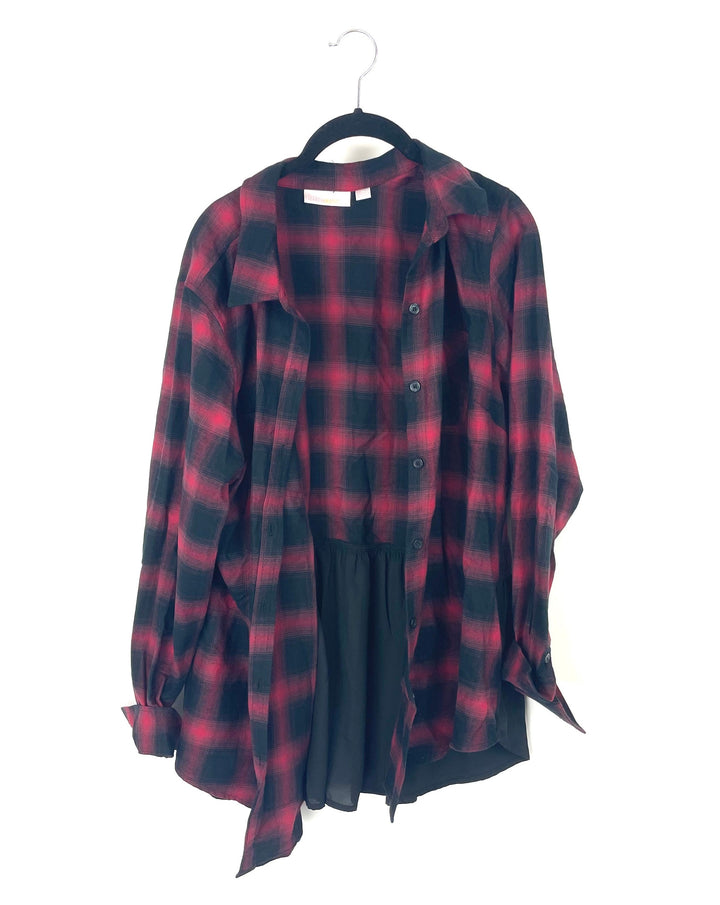 Red and Black Buttoned Down Flannel - Size 18/20