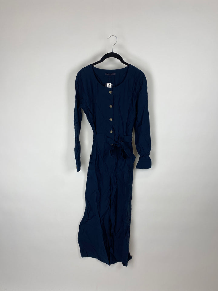 Navy Blue Button Up Jumpsuit - Size 2