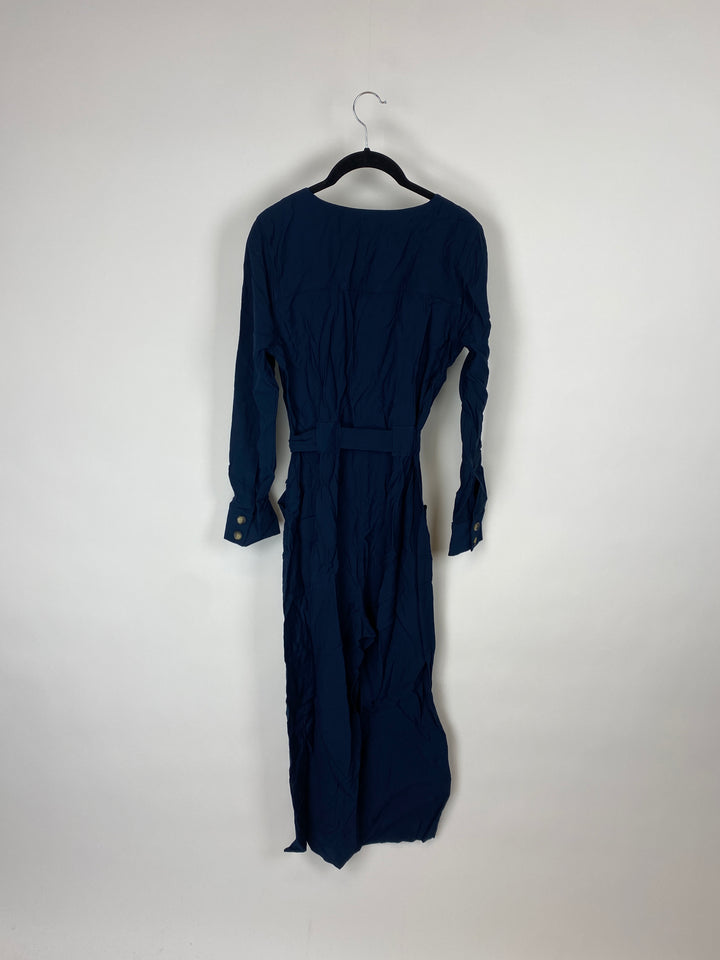 Navy Blue Button Up Jumpsuit - Size 2