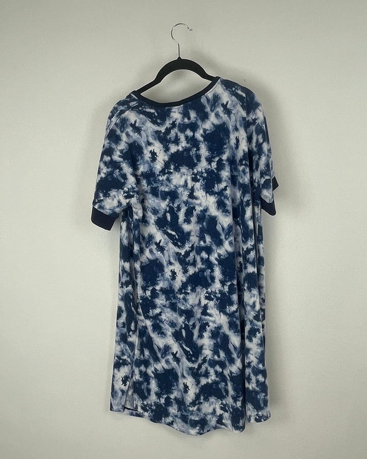 Blue And White Tie Dye Lounge Dress - Medium