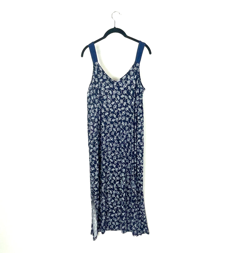 Blue and White Printed Night Gown - Small