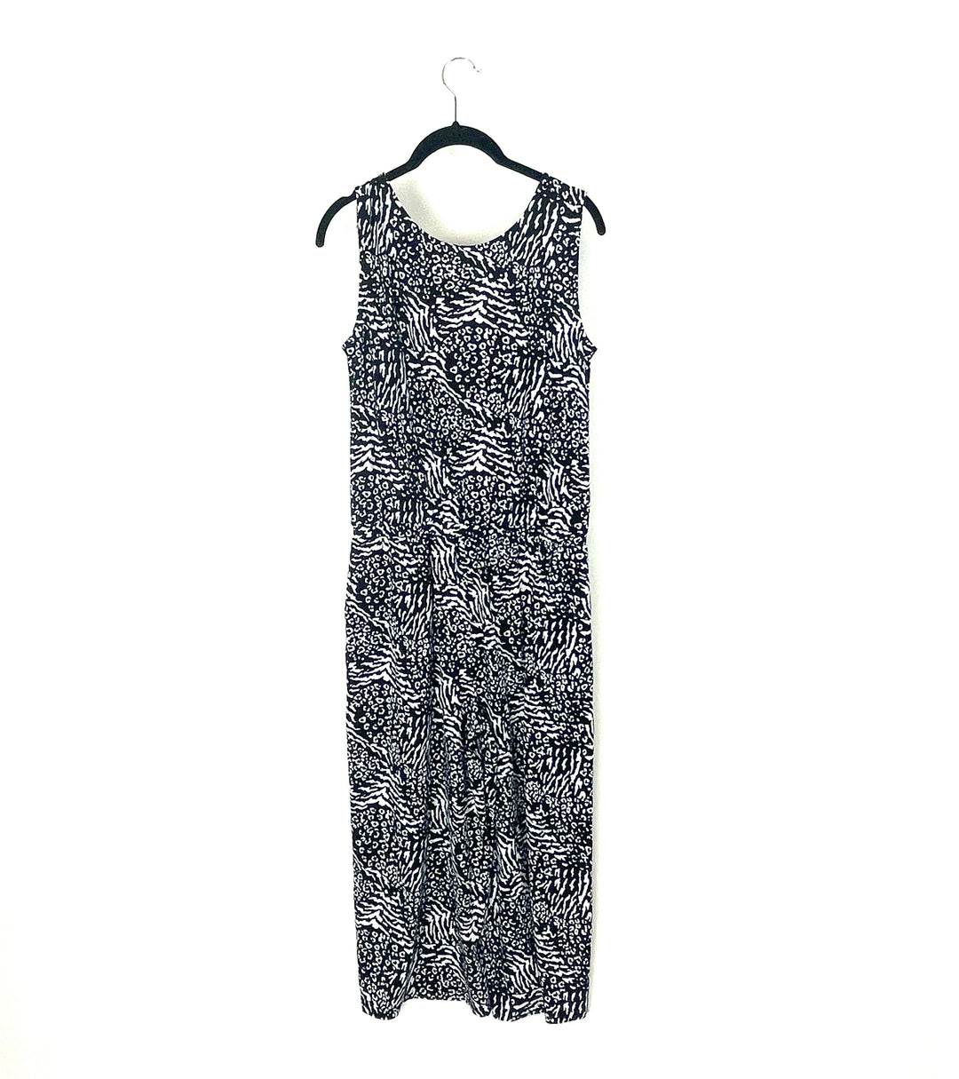 Black And White Animal Printed Jumpsuit - Size 6/8