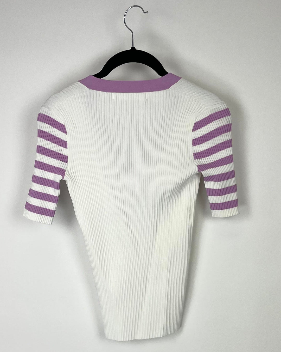 Purple And White Fitted Top - Small