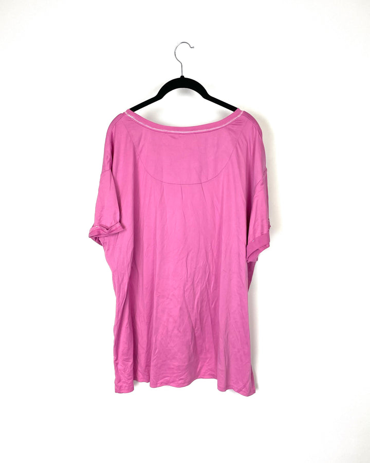 Pink Short Sleeve Pajama Shirt - Size 1X