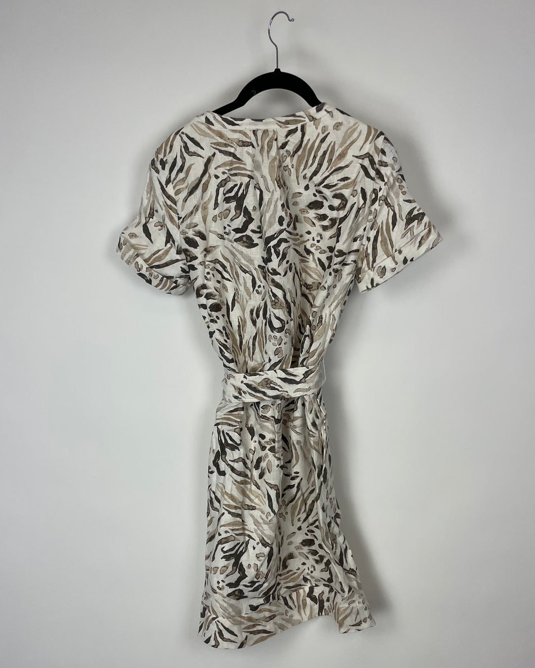White And Brown Abstract Design Dress - Size 2