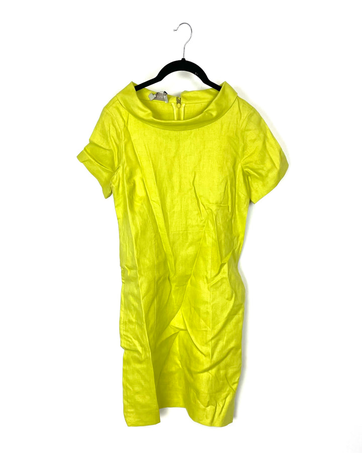 Lime Green Linen Dress - Size 4